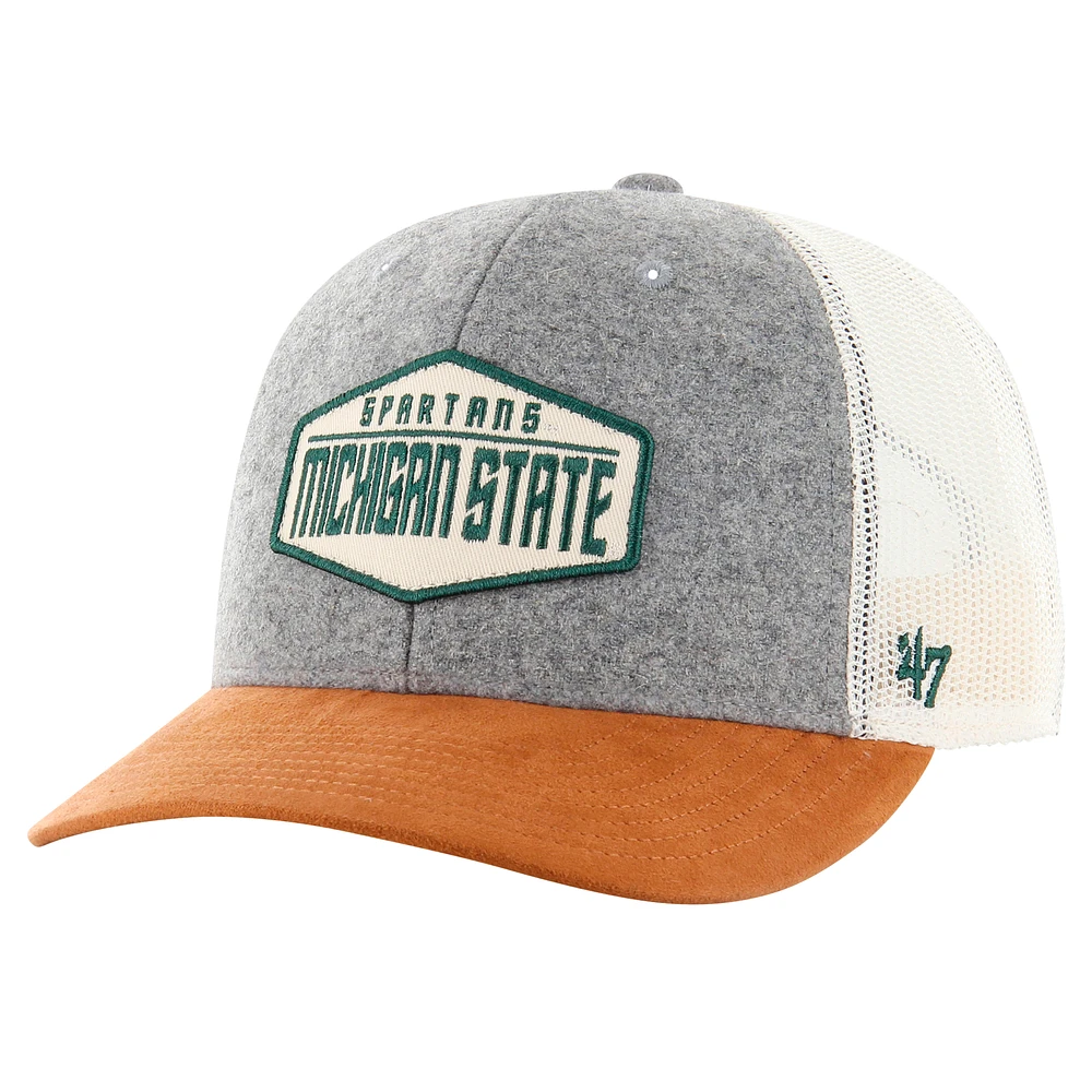 Men's '47 Heather Gray Michigan State Spartans Drover Trucker Adjustable Hat