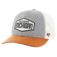 Men's '47 Heather Gray Michigan Wolverines Drover Trucker Adjustable Hat