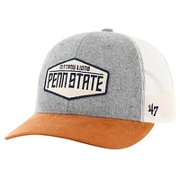 Men's '47 Heather Gray/Brown Penn State Nittany Lions Drover Trucker Adjustable Hat