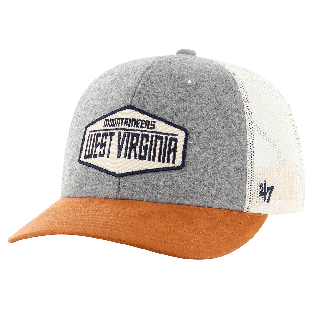 Men's '47 Heather Gray West Virginia Mountaineers Drover Trucker Adjustable Hat