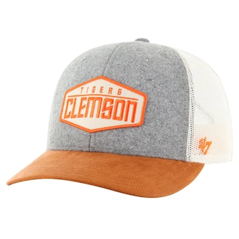 Men's '47 Heather Gray Clemson Tigers Drover Trucker Adjustable Hat