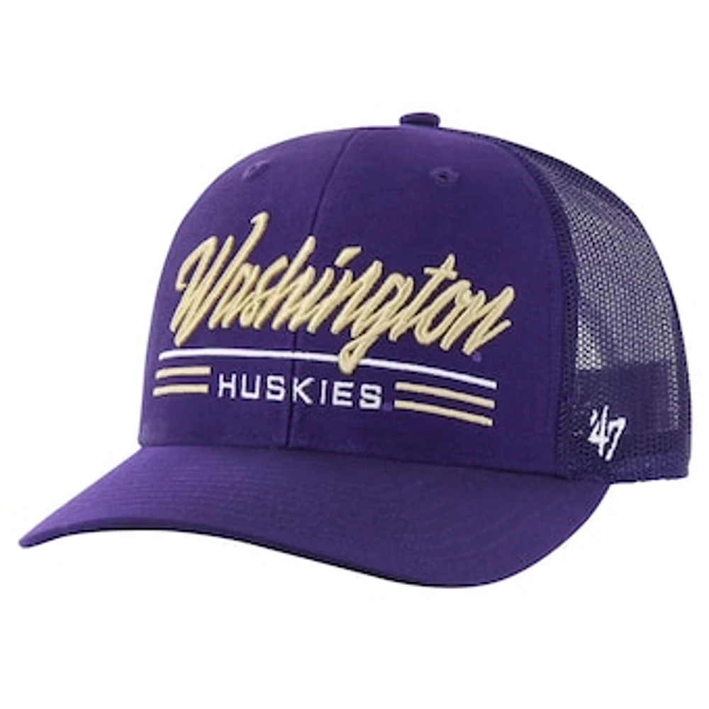 Men's '47 Purple Washington Huskies Garner Trucker Adjustable Hat