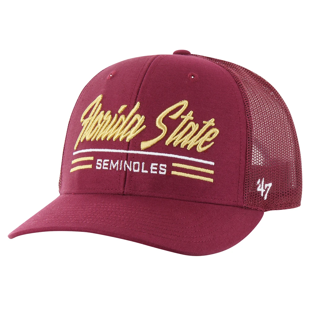 Men's '47 Garnet Florida State Seminoles Garner Trucker Adjustable Hat