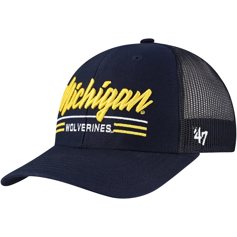 Men's '47 Navy Michigan Wolverines Garner Trucker Adjustable Hat