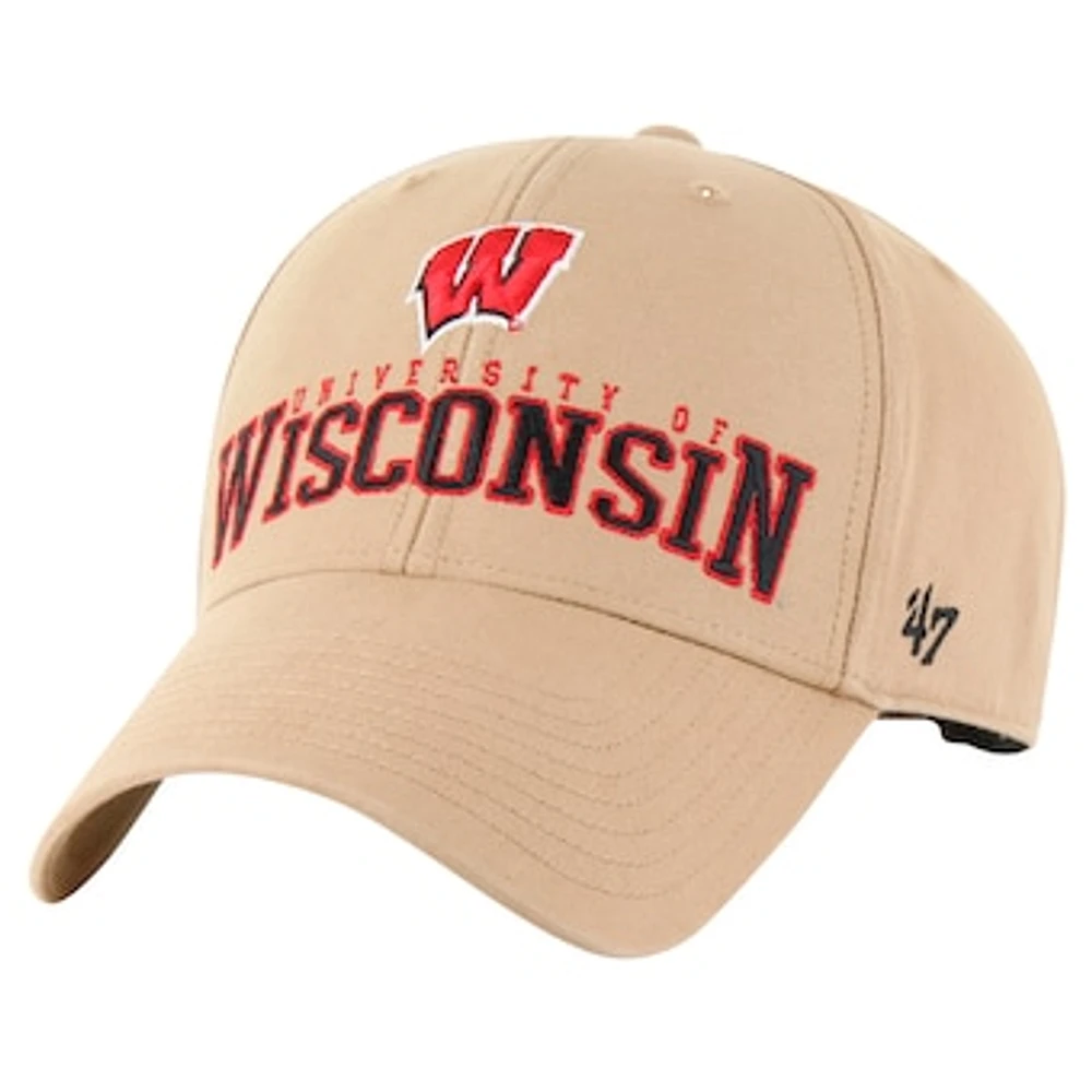 Men's '47 Khaki Wisconsin Badgers Powell MVP Adjustable Hat