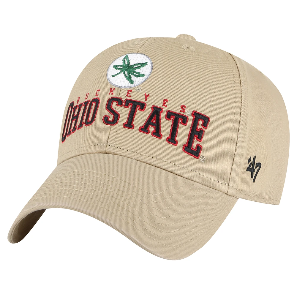 Men's '47 Khaki Ohio State Buckeyes Powell MVP Adjustable Hat