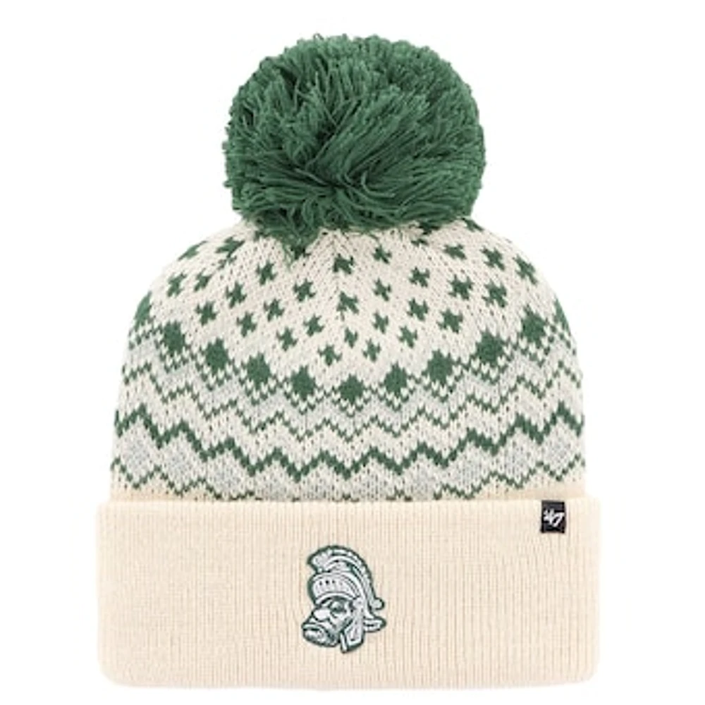 Women's '47 Cream Michigan State Spartans Elsa Cuffed Knit Hat with Pom