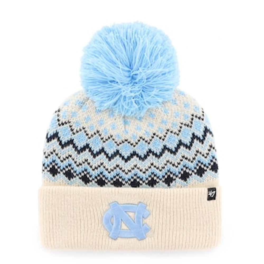 Women's '47 Cream North Carolina Tar Heels Elsa Cuffed Knit Hat with Pom