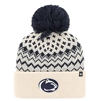 Women's '47 Cream Penn State Nittany Lions Elsa Cuffed Knit Hat with Pom