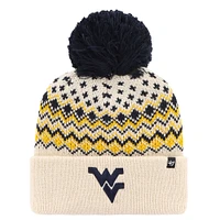 Women's '47 Cream West Virginia Mountaineers Elsa Cuffed Knit Hat with Pom