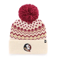 Women's '47 Cream Florida State Seminoles Elsa Cuffed Knit Hat with Pom