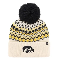 Women's '47 Cream Iowa Hawkeyes Elsa Cuffed Knit Hat with Pom