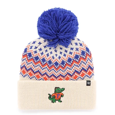 Women's '47 Cream Florida Gators Elsa Cuffed Knit Hat with Pom