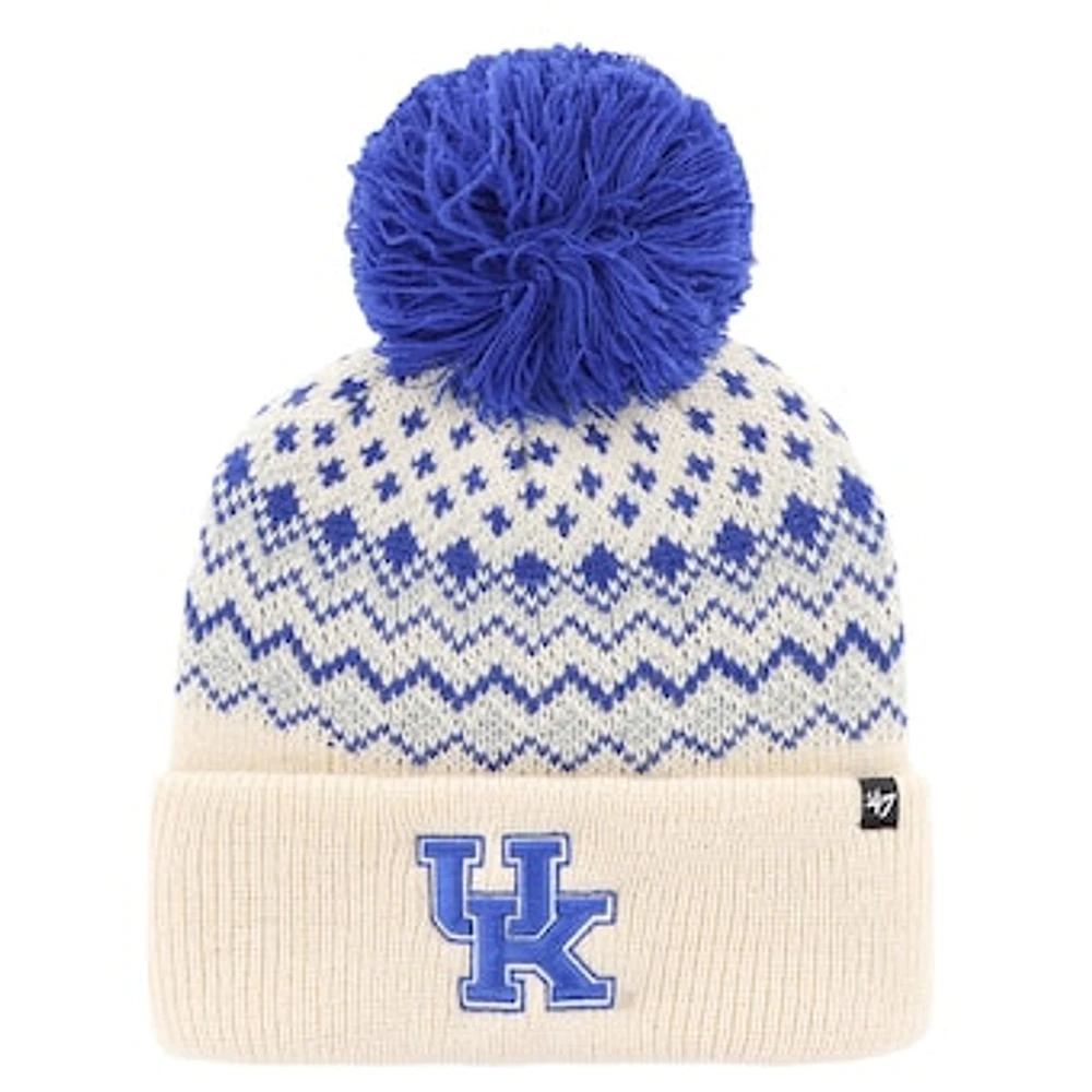 Women's '47 Cream Kentucky Wildcats Elsa Cuffed Knit Hat with Pom