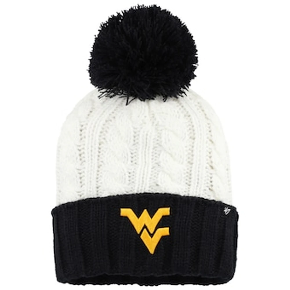 Women's '47 White West Virginia Mountaineers Fireside Cuffed Knit Hat with Pom