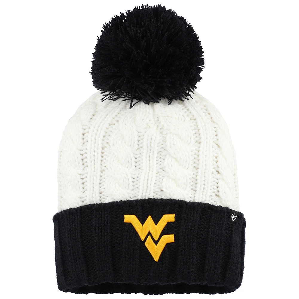 Women's '47 White West Virginia Mountaineers Fireside Cuffed Knit Hat with Pom