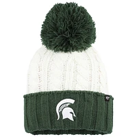 Women's '47 White Michigan State Spartans Fireside Cuffed Knit Hat with Pom