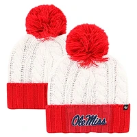 Women's '47 White Ole Miss Rebels Fireside Cuffed Knit Hat with Pom