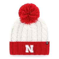 Women's '47 White Nebraska Huskers Fireside Cuffed Knit Hat with Pom