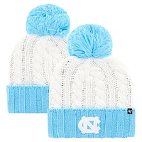 Women's '47 White North Carolina Tar Heels Fireside Cuffed Knit Hat with Pom