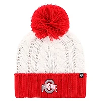 Women's '47 White Ohio State Buckeyes Fireside Cuffed Knit Hat with Pom