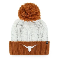 Women's '47 White Texas Longhorns Fireside Cuffed Knit Hat with Pom