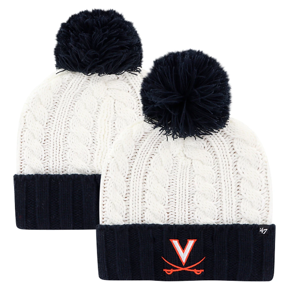 Women's '47 White Virginia Cavaliers Fireside Cuffed Knit Hat with Pom