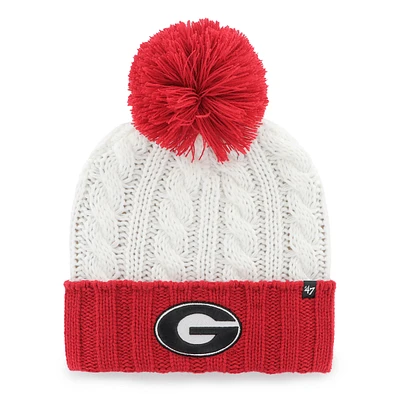 Women's '47 White Georgia Bulldogs Fireside Cuffed Knit Hat with Pom