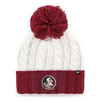 Women's '47 White Florida State Seminoles Fireside Cuffed Knit Hat with Pom