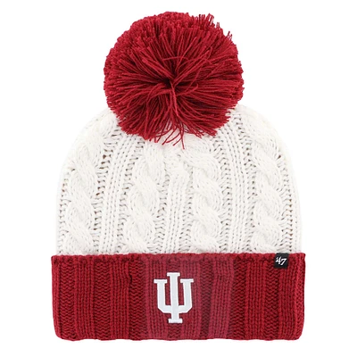 Women's '47 White Indiana Hoosiers Fireside Cuffed Knit Hat with Pom