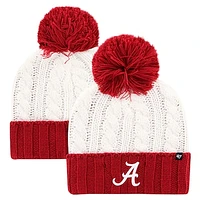 Women's '47 White Alabama Crimson Tide Fireside Cuffed Knit Hat with Pom