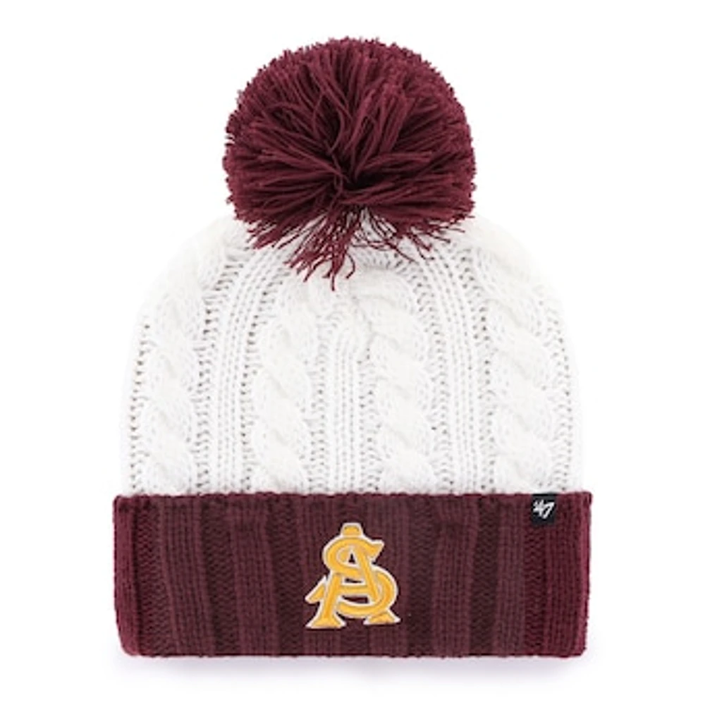 Women's '47 White Arizona State Sun Devils Fireside Cuffed Knit Hat with Pom