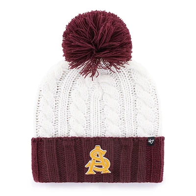 Women's '47 White Arizona State Sun Devils Fireside Cuffed Knit Hat with Pom