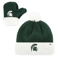 Toddler '47 Michigan State Spartans Two-Piece Bam Bam Cuffed Knit Hat with Pom & Mitten Set