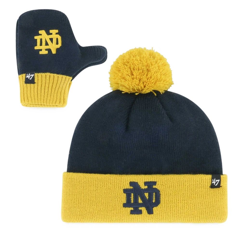 Toddler '47 Notre Dame Fighting Irish Two-Piece Bam Bam Cuffed Knit Hat with Pom & Mitten Set