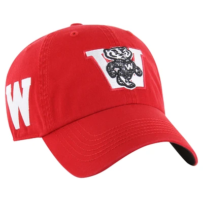 Men's '47 Red Wisconsin Badgers Vintage Sure Shot Franchise Fitted Hat