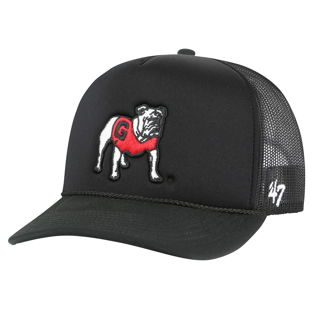 Men's '47 Black Georgia Bulldogs Foam Front Mesh Trucker Snapback Hat