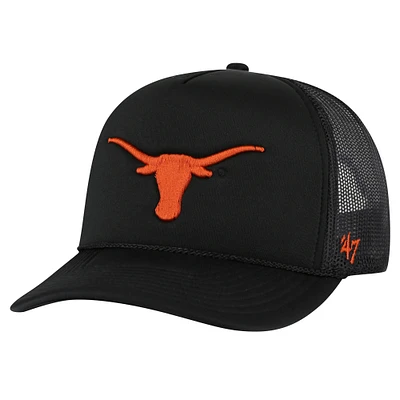 Men's '47 Black Texas Longhorns Foam Front Mesh Trucker Snapback Hat