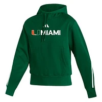 Women's adidas Green Miami Hurricanes  Fashion AEROREADY Pullover Hoodie
