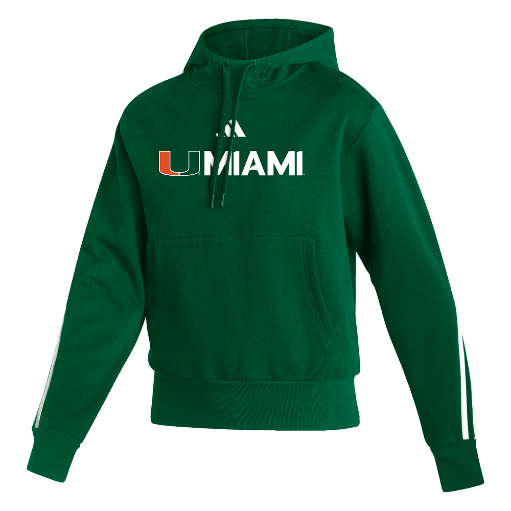 Women's adidas Green Miami Hurricanes Fashion AEROREADY Pullover Hoodie