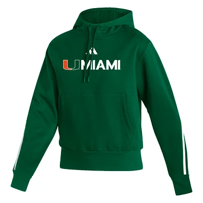 Women's adidas Green Miami Hurricanes  Fashion AEROREADY Pullover Hoodie