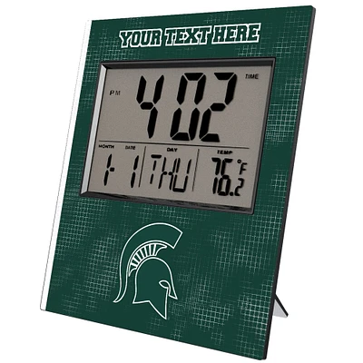 Keyscaper Michigan State Spartans Cross Hatch Personalized Digital Desk Clock