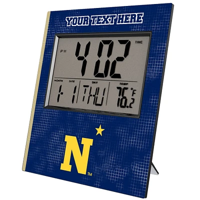 Keyscaper Navy Midshipmen Cross Hatch Personalized Digital Desk Clock