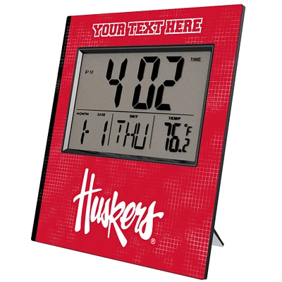 Keyscaper Nebraska Huskers Cross Hatch Personalized Digital Desk Clock