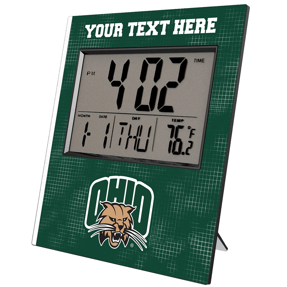 Keyscaper Ohio Bobcats Cross Hatch Personalized Digital Desk Clock