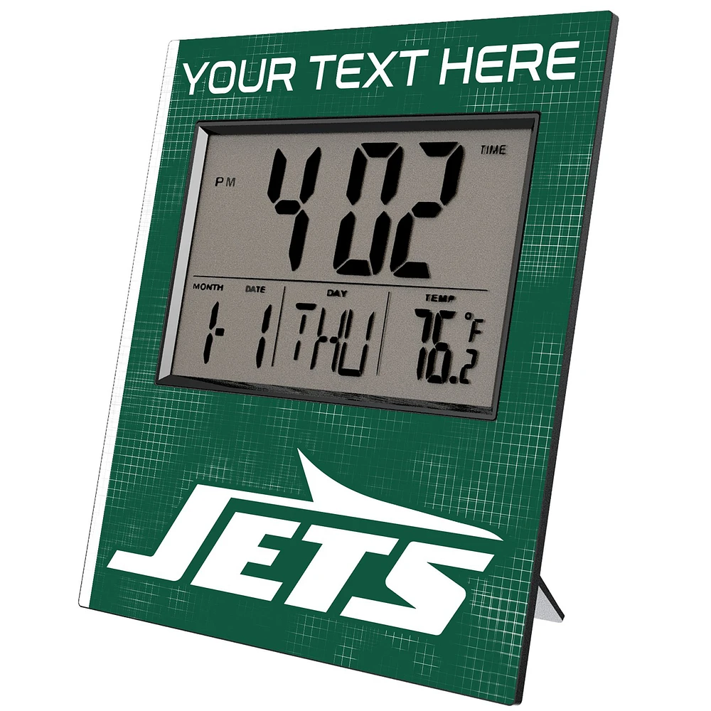 Keyscaper New York Jets Cross Hatch Personalized Digital Desk Clock