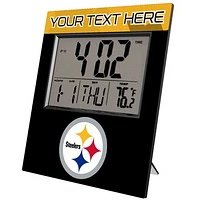 Keyscaper Pittsburgh Steelers Color Block Personalized Digital Desk Clock