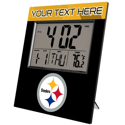 Keyscaper Pittsburgh Steelers Color Block Personalized Digital Desk Clock