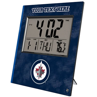 Keyscaper Winnipeg Jets Cross Hatch Personalized Digital Desk Clock