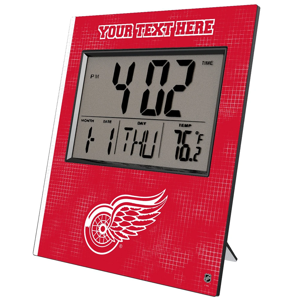 Keyscaper Detroit Red Wings Cross Hatch Personalized Digital Desk Clock
